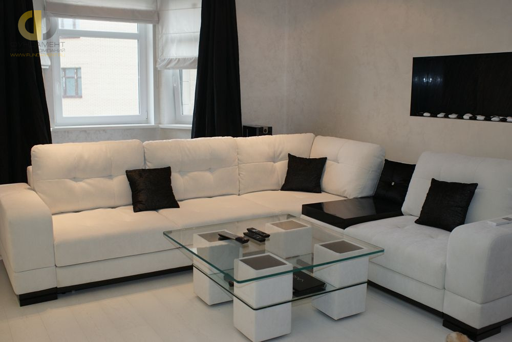 Современный ремонт гостиной в двухкомнатной квартире в стиле минимализм – фото 250