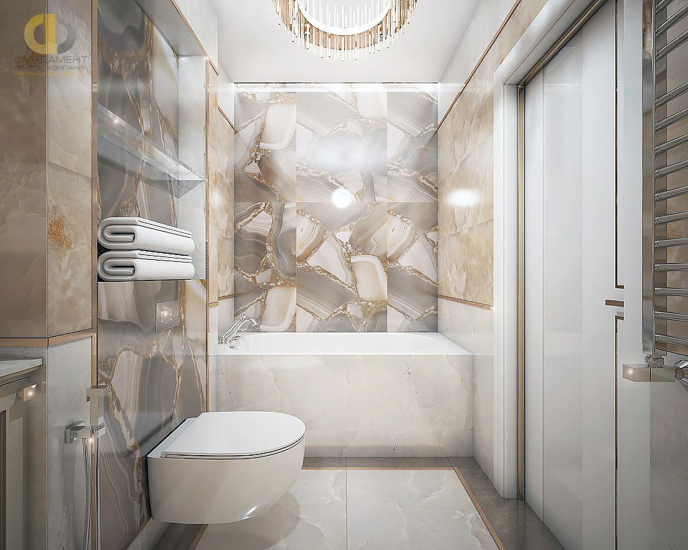 Дизайн интерьера ванной в четырёхкомнатной квартире 121 кв.м в стиле неоклассика с элементами ар-деко21