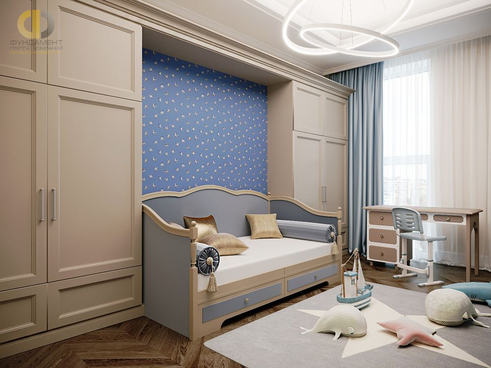 Дизайн интерьера детской в четырёхкомнатной квартире 124 кв.м в стиле неоклассика с элементами ар-деко10