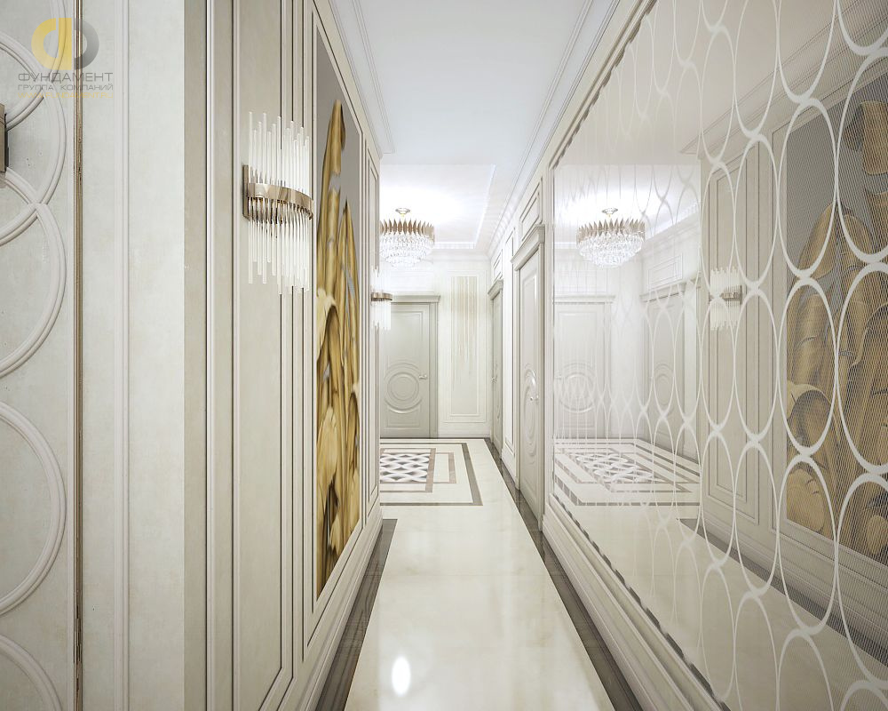 Дизайн интерьера коридора четырёхкомнатной квартире 142 кв. м в стиле неоклассика 6