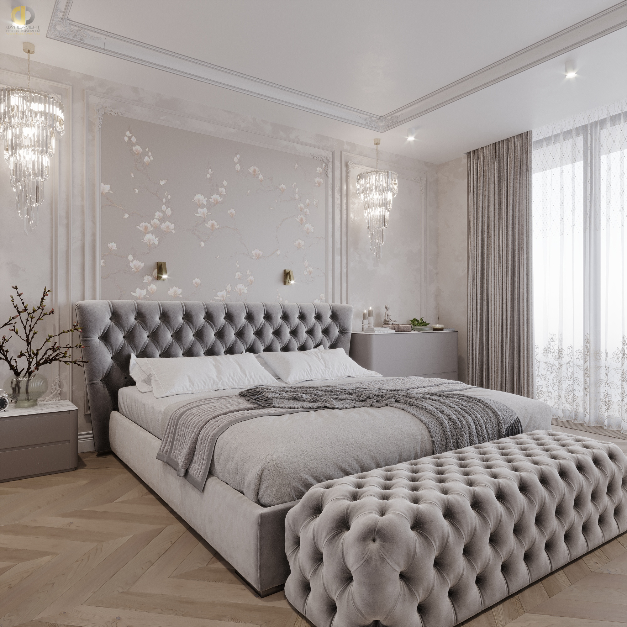 Дизайн спальни в стиле неоклассическом – фото 271