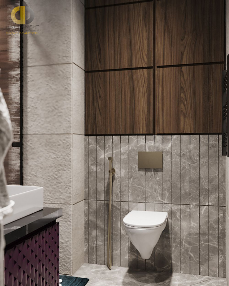 Дизайн интерьера ванной в 3-комнатной квартире 83 кв. м в современном стиле 4