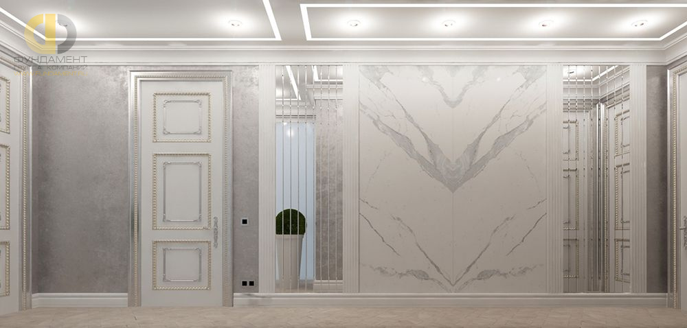 Коридор в стиле дизайна классицизм по адресу г. Москва, набережная Академика Туполева, д. 15, 2018 года