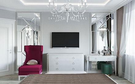Дизайн интерьера спальни в двухкомнатной квартире 81 кв.м в стиле неоклассика с элементами ар-деко17