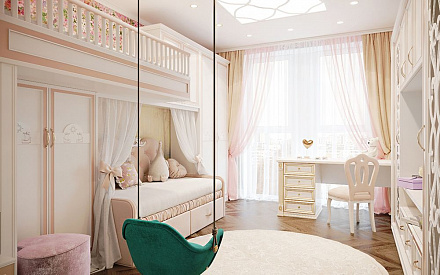 Дизайн интерьера детской в четырёхкомнатной квартире 124 кв.м в стиле неоклассика с элементами ар-деко8