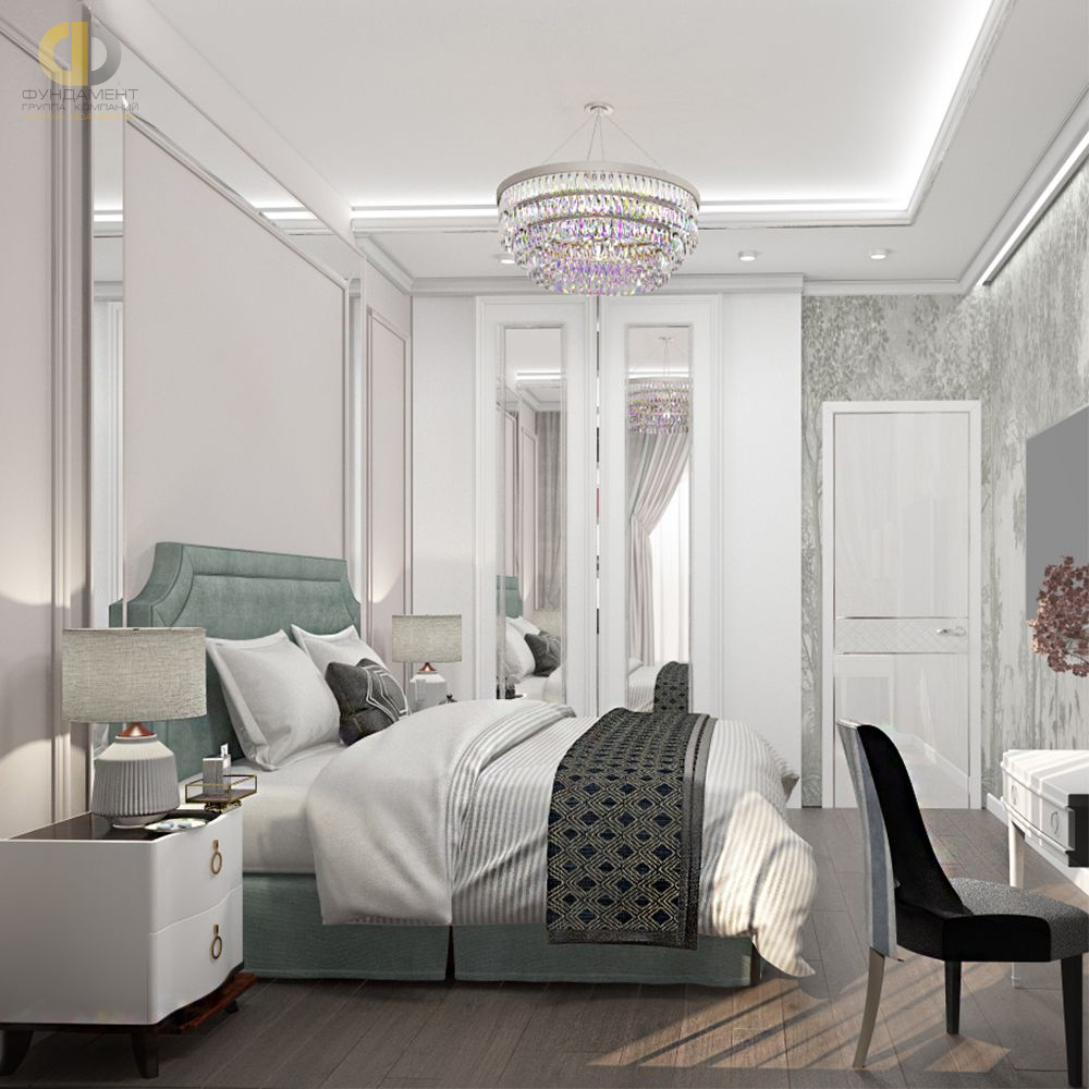 Спальня в стиле дизайна арт-деко (ар-деко) по адресу г. Москва, Каширское ш. 65, корп. 2, 2019 года