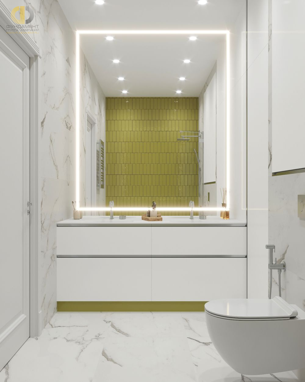 Дизайн ванной в зеленом цвете - фото