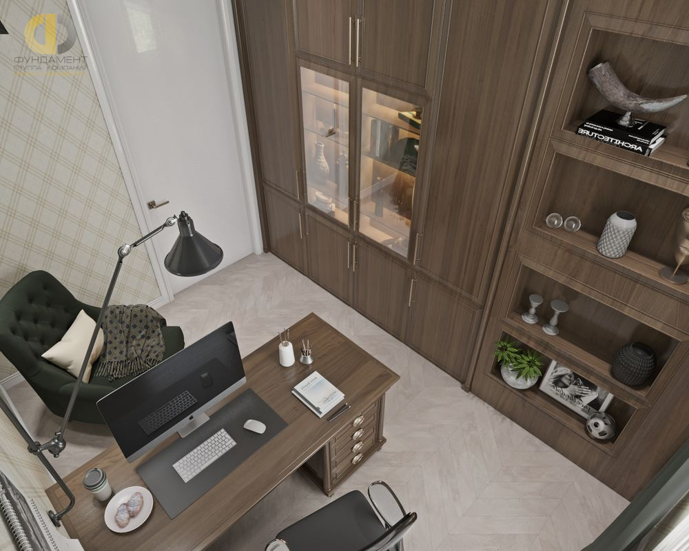 Дизайн кабинета в коричневом цвете - фото
