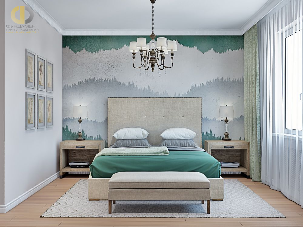 Спальня в стиле дизайна классицизм по адресу МО, 14 км по Новорижскому шоссе, КП "Павловы Озера", 2019 года