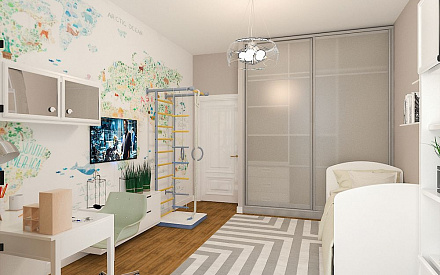 Дизайн интерьера детской в трёхкомнатной квартире 103 кв.м в стиле эклектика17