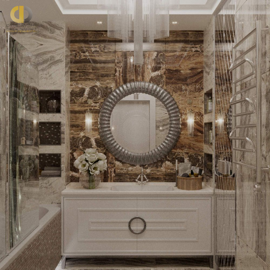Дизайн интерьера ванной в двухкомнатной квартире 76 кв.м в стиле ар-деко1
