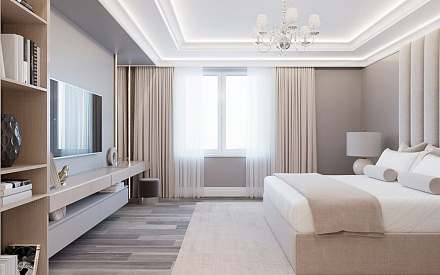 Дизайн интерьера спальни в трёхкомнатной квартире 131 кв.м в современном стиле3
