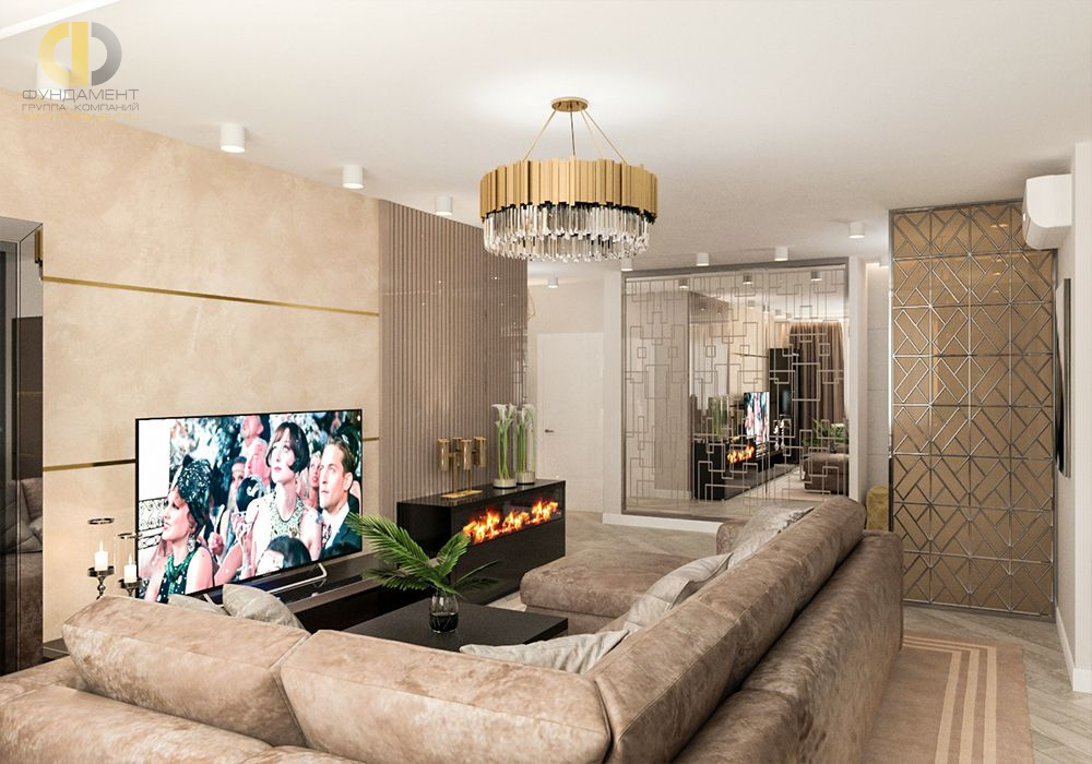 Дизайн интерьера гостиной в трёхкомнатной квартире 117 кв.м в современном стиле3