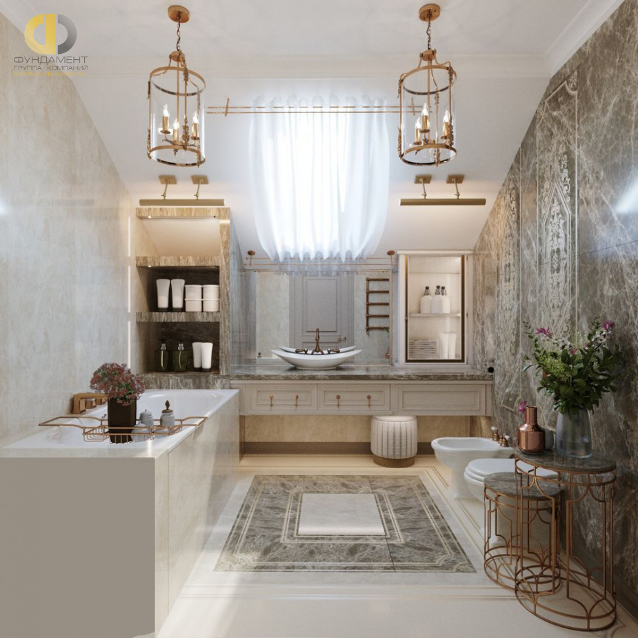 Дизайн интерьера ванной в доме 386 кв.м в классическом стиле40