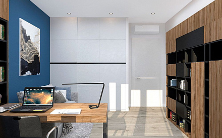 Дизайн интерьера кабинета в трёхкомнатной квартире 123 кв.м в современном стиле6