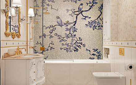 Дизайн интерьера ванной в четырёхкомнатной квартире 144 кв. м в стиле классицизм 29