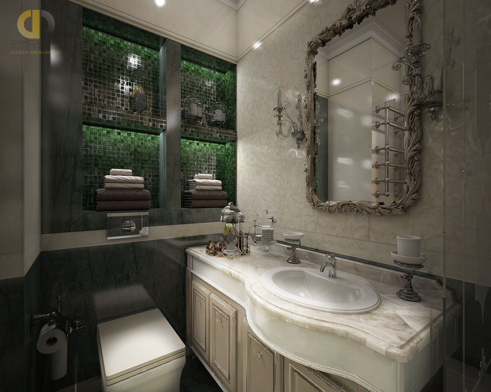 Дизайн интерьера ванной в двухкомнатной квартире 80 кв.м в классическом стиле12