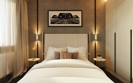 Дизайн интерьера спальни в трёхкомнатной квартире 75 кв.м в стиле минимализм9