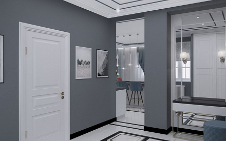 Дизайн интерьера коридора в доме 190 кв.м в стиле современная классика