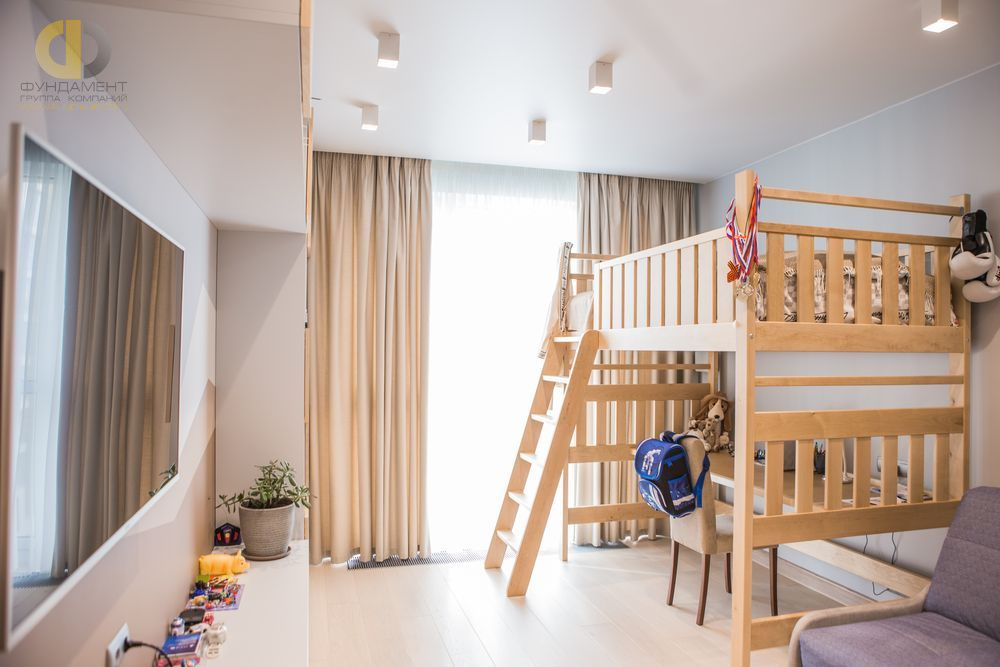 Фото ремонта детской в трёхкомнатной квартире 109 кв.м в стиле минимализм