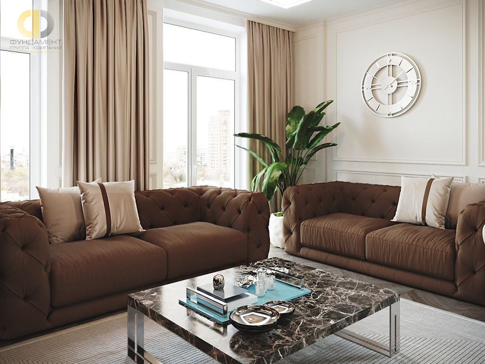 Дизайн интерьера гостиной в четырёхкомнатной квартире 124 кв.м в стиле неоклассика с элементами ар-деко14