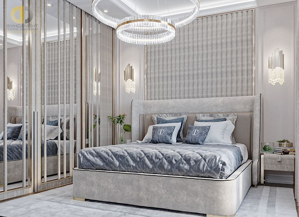 Интерьер спальни в квартире в стиле ар-деко с элементами неоклассики