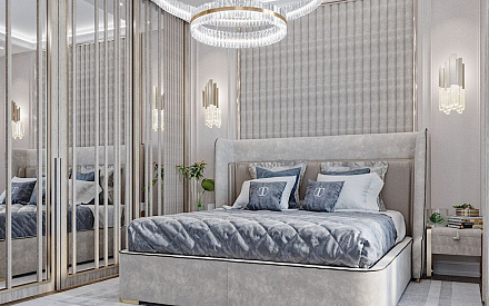 Дизайн интерьера спальни в четырёхкомнатной квартире 148 кв.м в стиле ар-деко с элементами неоклассики11