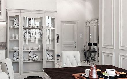 Дизайн интерьера кухни в четырёхкомнатной квартире 165 кв.м в классическом стиле с элементами лофт7