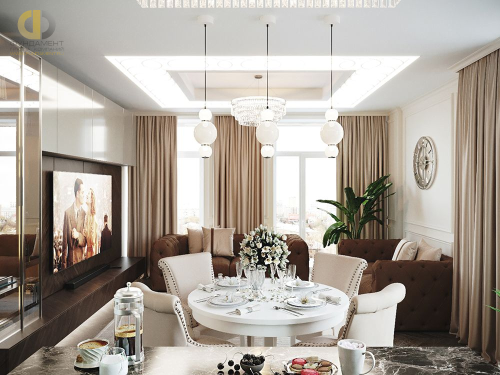 Дизайн интерьера гостиной в четырёхкомнатной квартире 124 кв.м в стиле неоклассика с элементами ар-деко11