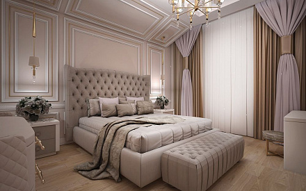 Дизайн интерьера спальни в доме 323 кв.м в классическом стиле27