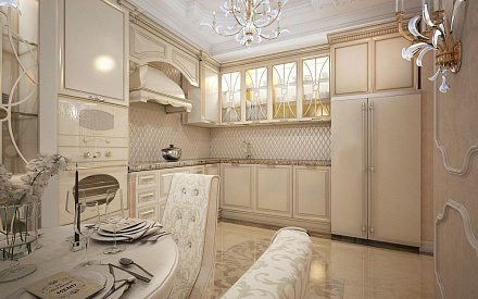 Дизайн интерьера кухни в двухкомнатной квартире 80 кв.м в классическом стиле7
