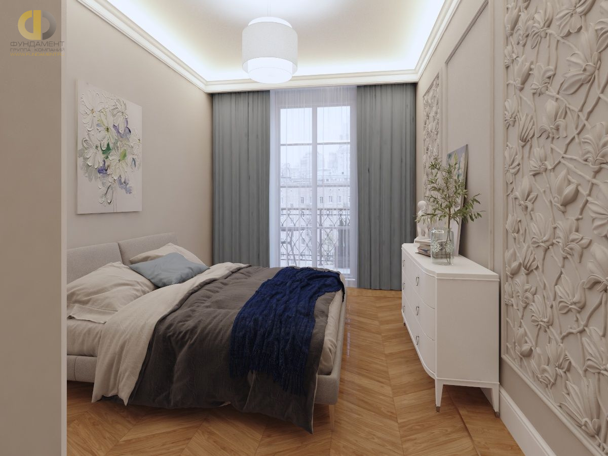 Спальня в стиле дизайна современный по адресу г. Москва, Кутузовский проспект, дом 21, 2021 года