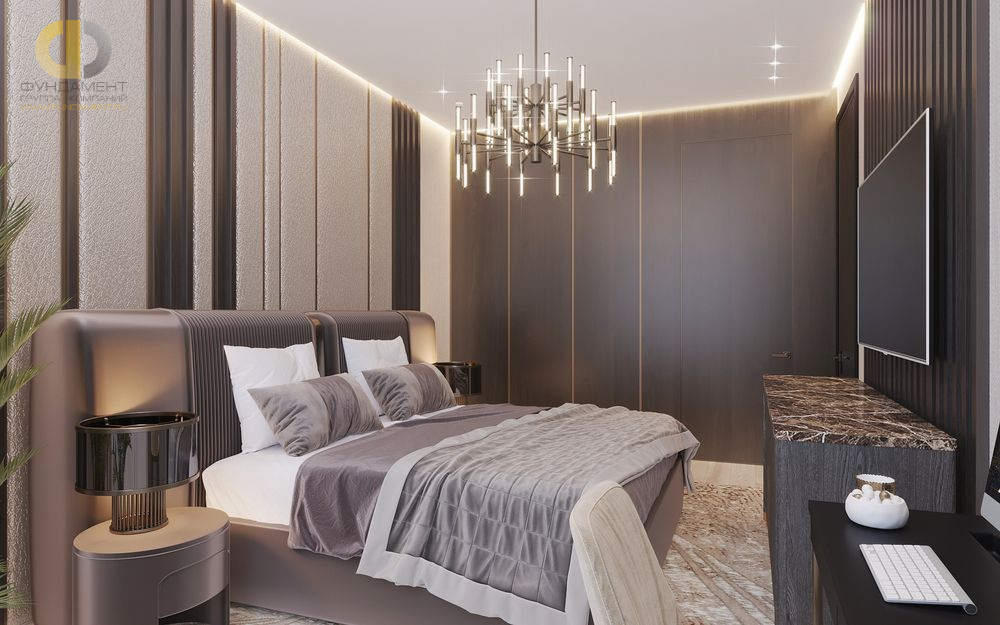 Спальня в стиле дизайна арт-деко (ар-деко) по адресу г. Москва, ул. Верхняя, д. 20, 2020 года