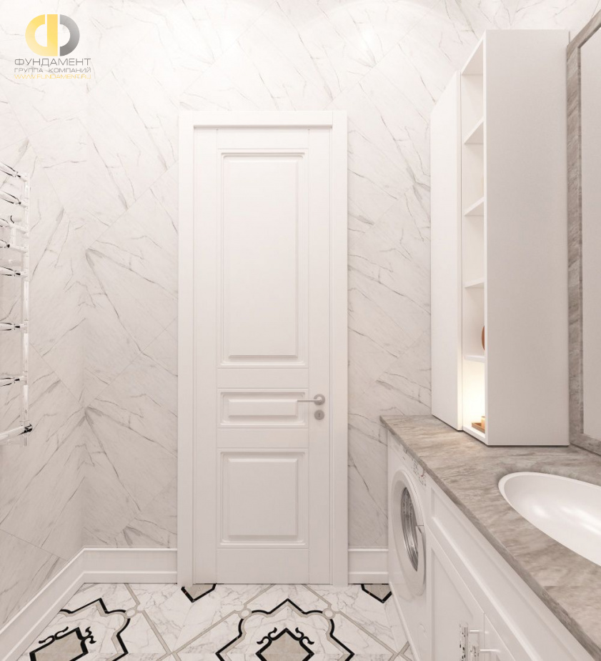 Дизайн интерьера ванной в четырёхкомнатной квартире 165 кв.м в классическом стиле с элементами лофт2