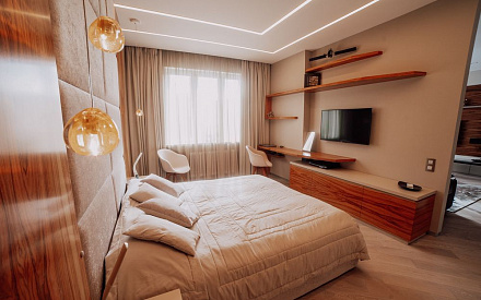 Ремонт спальни в двухкомнатной квартире 101 кв.м в современном стиле3