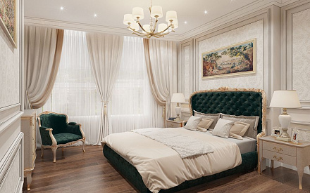 Дизайн интерьера спальни в четырёхкомнатной квартире 163 кв.м в классическом стиле11