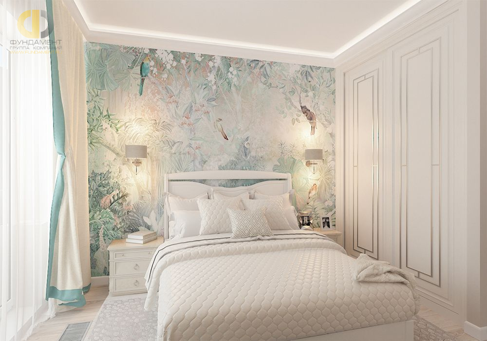 Спальня в стиле дизайна неоклассика по адресу г. Москва, пр-д Невельского, д. 3, корп. 2, 2020 года