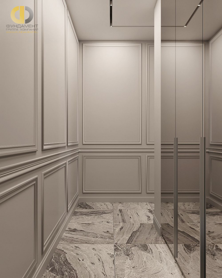 Дизайн интерьера коридора в двухкомнатной квартире 65 кв.м в стиле неоклассика6