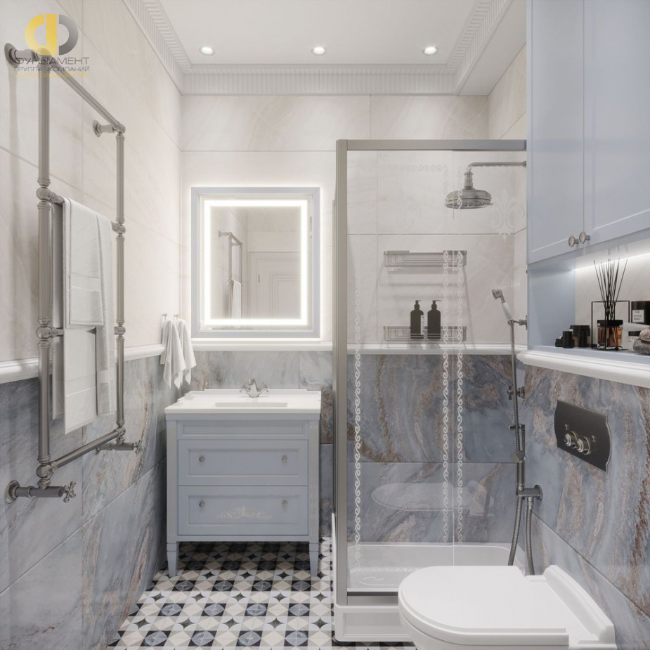 Дизайн интерьера ванной в 4-комнатной квартире 120 кв. м в стиле эклектика 22