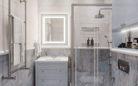 Дизайн интерьера ванной в 4-комнатной квартире 120 кв. м в стиле эклектика 22