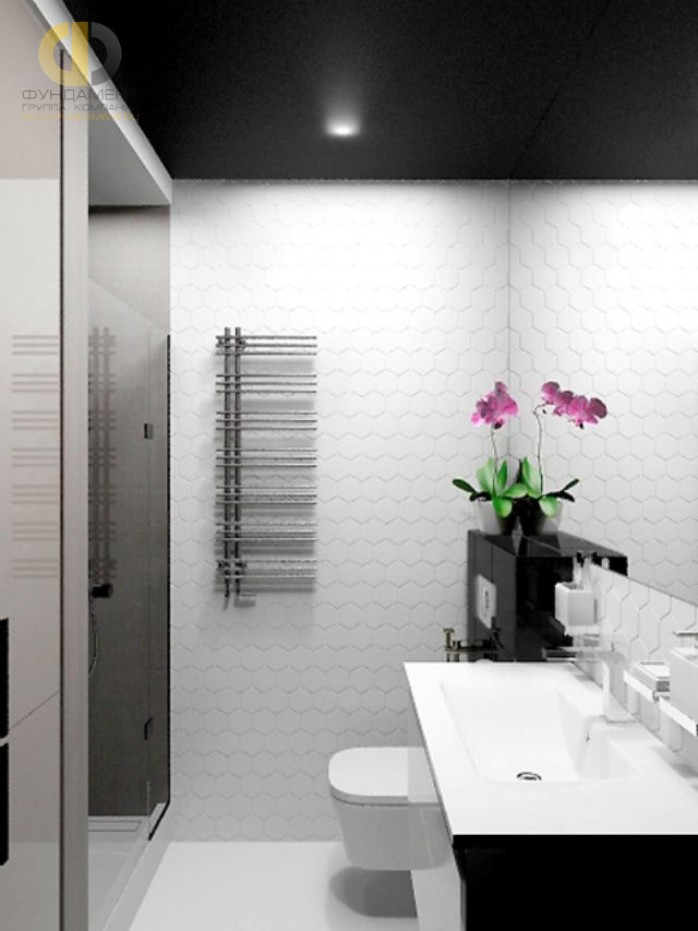 Дизайн ванной в черном цвете - фото