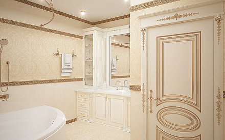Дизайн интерьера ванной в четырёхкомнатной квартире 165 кв.м в классическом стиле2
