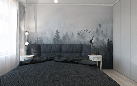 Дизайн интерьера спальни в трёхкомнатной квартире 59 кв.м в стиле эклектика2