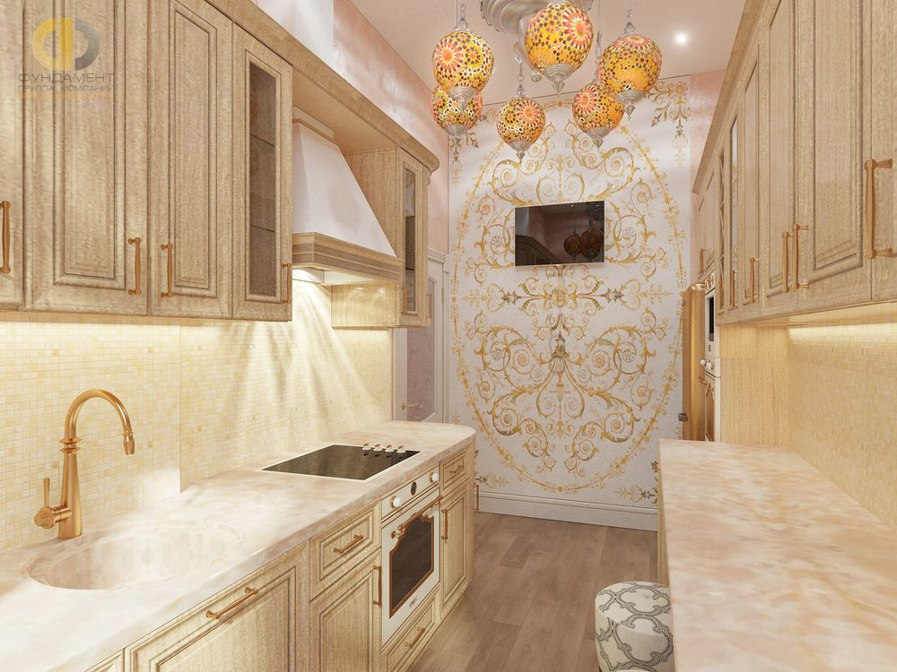 Дизайн кухни в коричневом цвете - фото