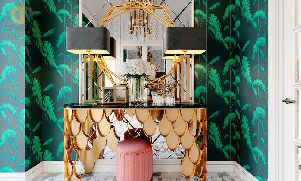 Дизайн интерьера ванной в трехкомнатной квартире 138 кв.м в стиле неоклассика с элементами ар-деко9