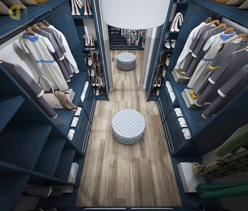 Дизайн интерьера гардероба четырёхкомнатной квартире 142 кв. м в стиле неоклассика 35