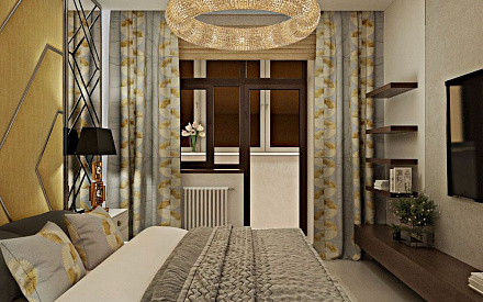 Дизайн интерьера спальни в трёхкомнатной квартире 95 кв.м в стиле ар-деко4
