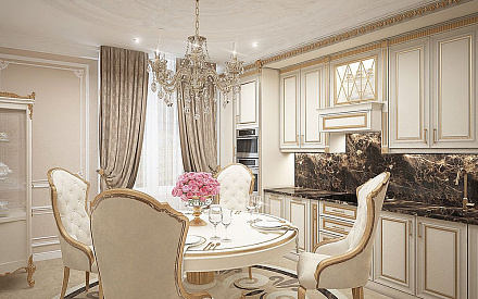 Дизайн интерьера кухни в четырёхкомнатной квартире 165 кв.м в классическом стиле17