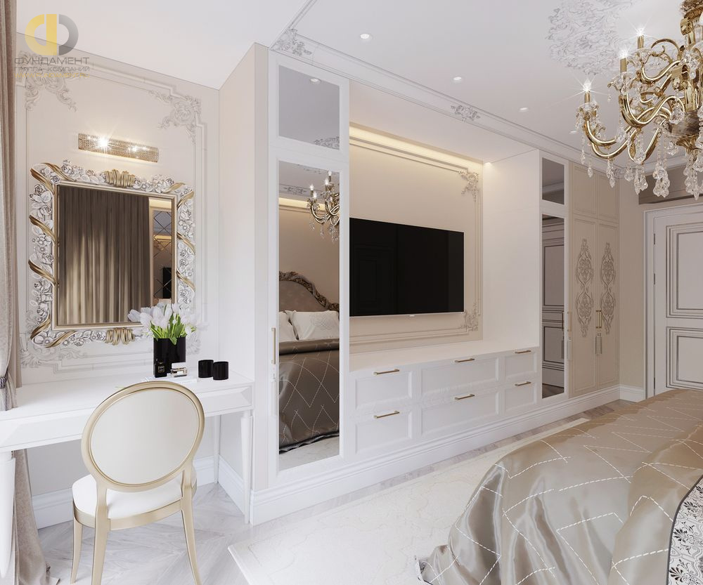 Дизайн интерьера спальни в четырёхкомнатной квартире 132 кв.м в классическом стиле26