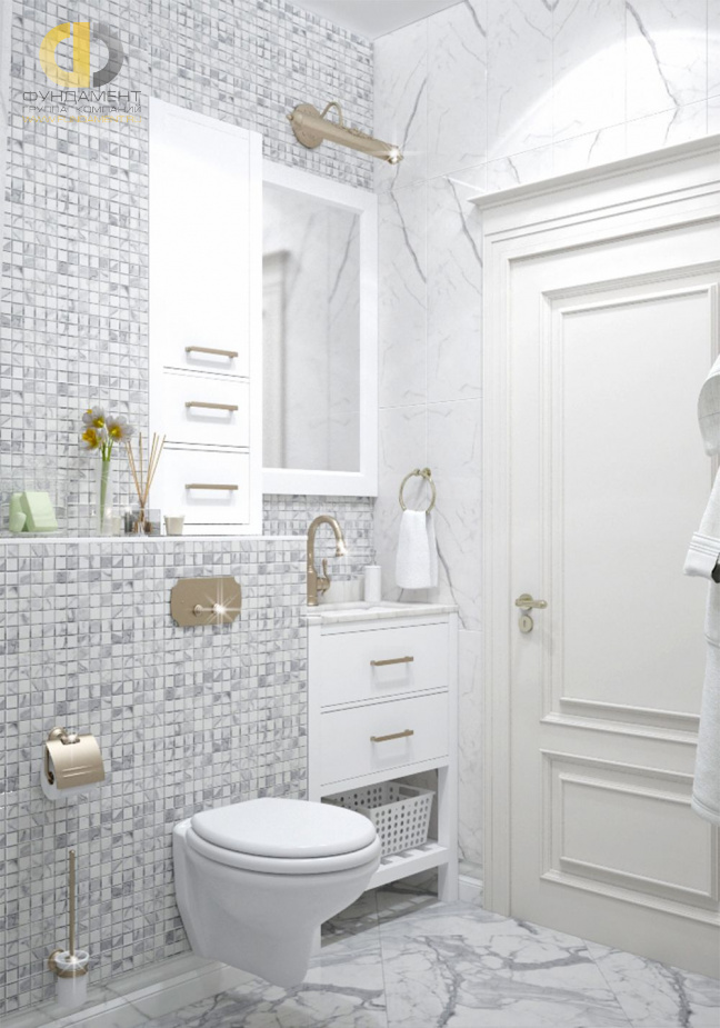 Дизайн интерьера ванной в 5-комнатной квартире 245 кв.м в стиле неоклассика